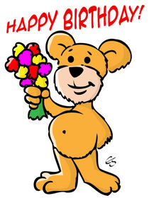 Cartoon Teddy Bär - Happy Birthday Bear by Elke Schmalfeld
