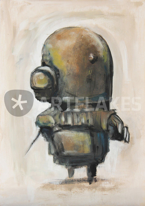 Rundt om Paradis Demontere little robot" Painting art prints and posters by Rike Beck - ARTFLAKES.COM