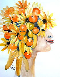 Frau mit Orangen und Bananen by Christine  Hamm