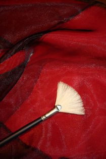 Pinsel auf rotschwarzem Stoff von Edeltraut K.  Schlichting