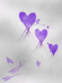 Fliegende Herzen lila von Christine Bässler