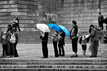 Blue Umbrellas by Louise Heusinkveld