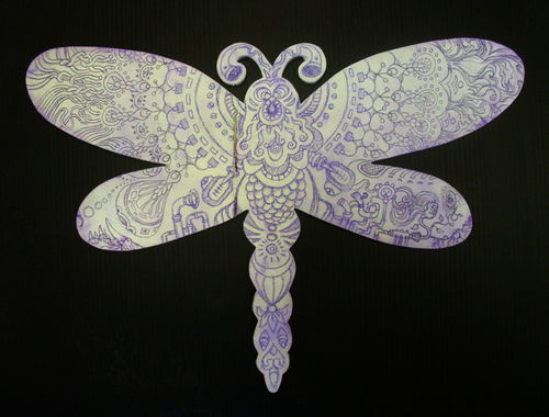 Acidoodling-dragonflyer-back-color-pencil-on-found-wooden-insect-nov-2012-john-lanthier