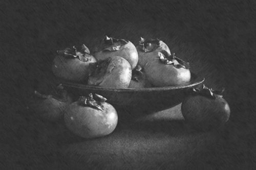 Fotosketcher-persimmons-in-wooden-bowl