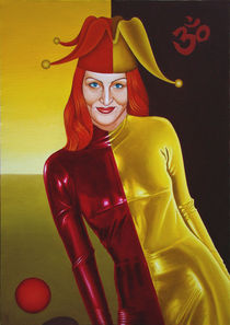 My wife the Harlequin. 85-60 cm. canvas, oil. von Vasiliy Zherebilo