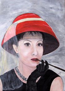 Frau mit rotem Hut von Elisabeth Maier