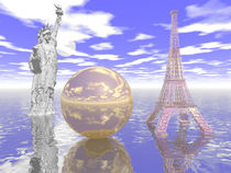 Freiheitsstatue mit Eiffelturm 2 von Frank Siegling