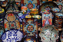 Colurful Mexican Pottery by John Mitchell