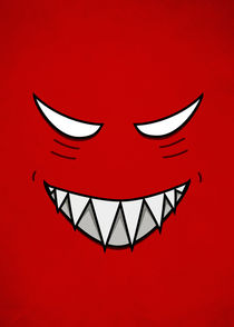 Red Grinning Face With Evil Eyes by Boriana Giormova