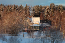 Yellow house in wintry forest von Intensivelight Panorama-Edition