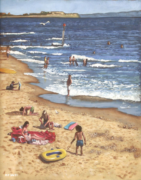 Painting-people-on-bournemouth-beach-blue-sea
