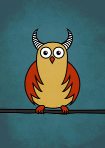 Funny Cartoon Horned Owl  by Boriana Giormova