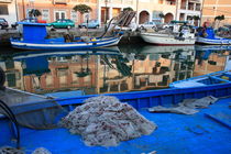 Nets on a blue fishing boat by Intensivelight Panorama-Edition
