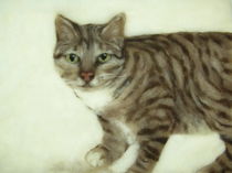 Wollbild Katze Mariechen von Birgit Albert