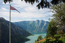 Flag in front of Fjord, Norway by intothewide