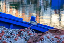 Fishing nets in a blue boat by Intensivelight Panorama-Edition