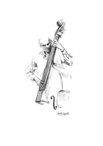 Drawing of a jazz player by Sofía Ugarte