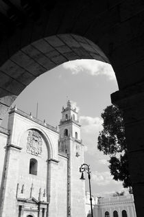 MERIDA CATHEDRAL BLACK AND WHITE Mexico by John Mitchell