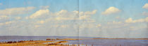 panorama of the coast and the blue clouds on the texture crumpled paper by Serhii Zhukovskyi