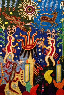 Huichol Yarn Painting Mexico by John Mitchell