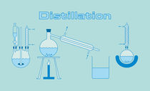 Verschiedene Destillationsapparaturen im Chemielabor by Manfred Koch