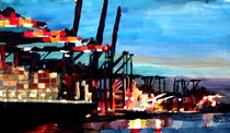Hamburger Hafen mit Container Schiffen by M.  Bleichner