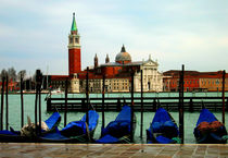 Gondolas and San Giorgio Maggiore, Venice by Linda More