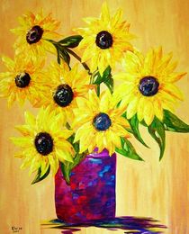 Sunflowers in a Red Pot by eloiseart