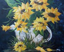 Sunflowers in an Antique Pot by eloiseart