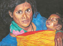 Indian Woman with Baby von Bhagvati Nath