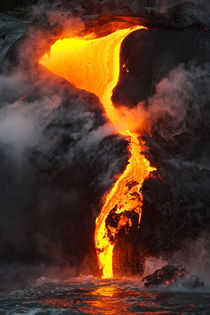 Lava flows into the sea by Johan Elzenga