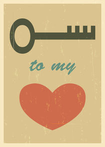 Key to my heart. Mid century poster print. Wedding gift von yaviki