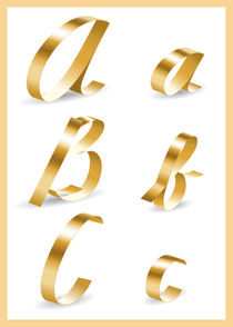 Golden english letters poster print on white background. by yaviki