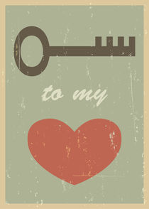 Key to my heart. Mid century poster print. Wedding gift by yaviki