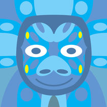 Animal Mask Pattern in Blue Geometry by Charles Harker