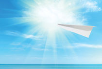 paper plane against the blue sky and sea by Serhii Zhukovskyi