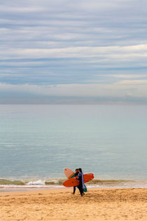Early morning surfers at Manly Beach by Sheila Smart