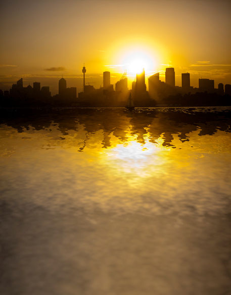 City-sunset-reflection