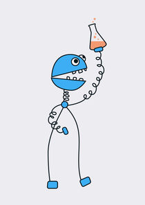Funny Cartoon Robot Chemist by Boriana Giormova