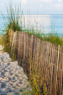 Ocean, Fence, Sand by digidreamgrafix
