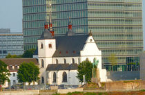 Kirche Alt-St. Heribert vor dem Lanxess-Tower, Köln, Cologne von Eva-Maria Di Bella