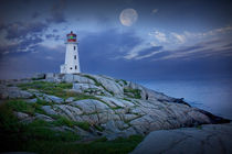 Lighthouse at Peggy's Cove in the Moonlight by Randall Nyhof