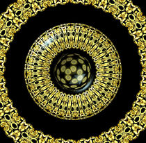 Gold And Black Stained Glass Kaleidoscope Under Glass von Rose Santuci-Sofranko