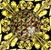 Golden Stained Glass Kaleidoscope Under Glass by Rose Santuci-Sofranko