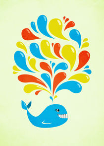 Colorful Swirls Happy Cartoon Whale by Boriana Giormova