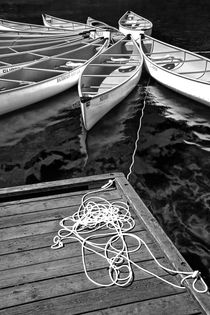 Canoes tethered together in a circle by Randall Nyhof