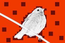 digital naive sparrow in red with brown stains - digital naiver spatz in orange mit braunen flecken by mateart