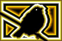 digital naive sparrow in yellow and black  - digital naiver spatz in gelb und schwarz by mateart