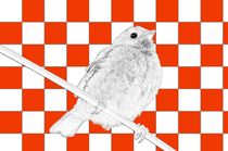 Besser der Spatz an der Wand als die Taube auf dem Dach rot/weiss - A bird on the wall is worth two in the bush red/white by mateart
