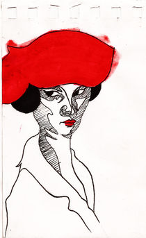 Fille au chapeau rouge  von Alfredo  Saavedra